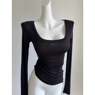 软糯舒适感！早秋薄款长袖T恤上衣 莱赛尔天丝羊毛内搭打底罩衫女