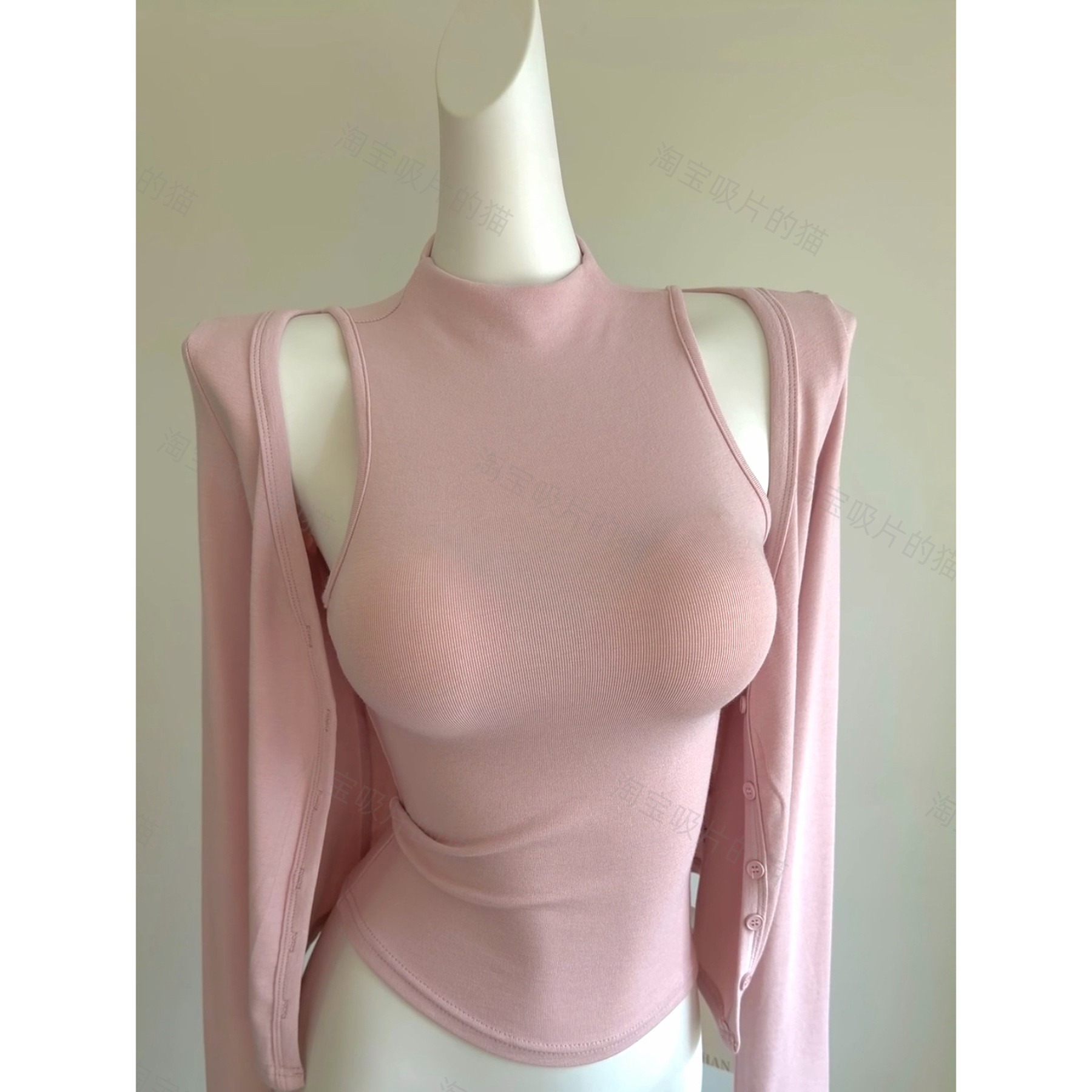 又纯又欲！韩系辣妹高领修身收腰无袖t恤女长袖开衫两件套上衣秋,女装/女士精品,背心吊带,淘宝优惠券,粉丝福利购,淘宝优惠卷