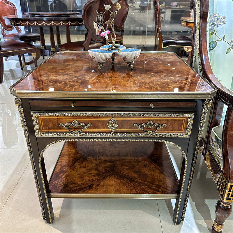 欧式实木角几新古典奢华边几茶几别墅大宅平层沙发方几咖啡桌子TA