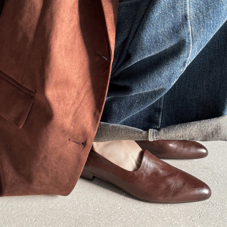 2.5cm真皮中跟单鞋女2026早春新款一脚蹬浅口极简风工作鞋奶奶鞋,女鞋,乐福鞋（豆豆鞋）,淘宝优惠券,粉丝福利购,淘宝优惠卷