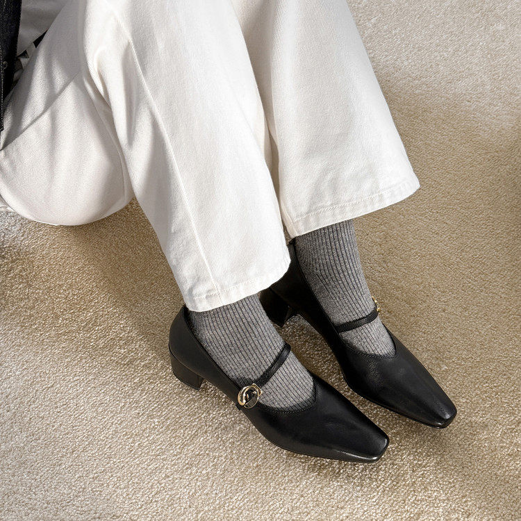 4cm法式玛丽珍女鞋中跟粗跟单鞋软底不累脚高跟鞋小皮鞋真皮软皮,女鞋,深口单鞋,淘宝优惠券,粉丝福利购,淘宝优惠卷