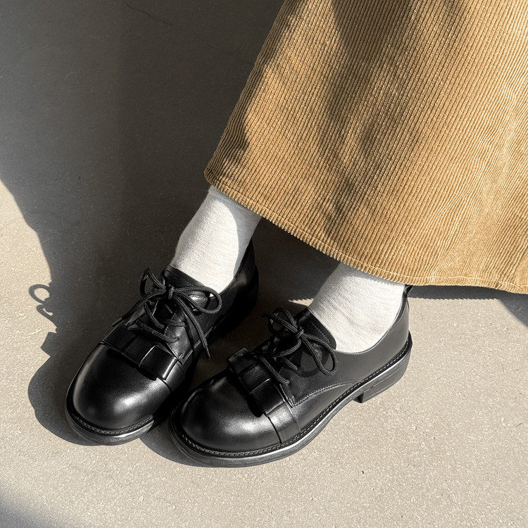 4.2cm厚底粗跟真皮加绒小皮鞋2026复古英伦圆头百搭休闲系带单鞋,女鞋,深口单鞋,淘宝优惠券,粉丝福利购,淘宝优惠卷