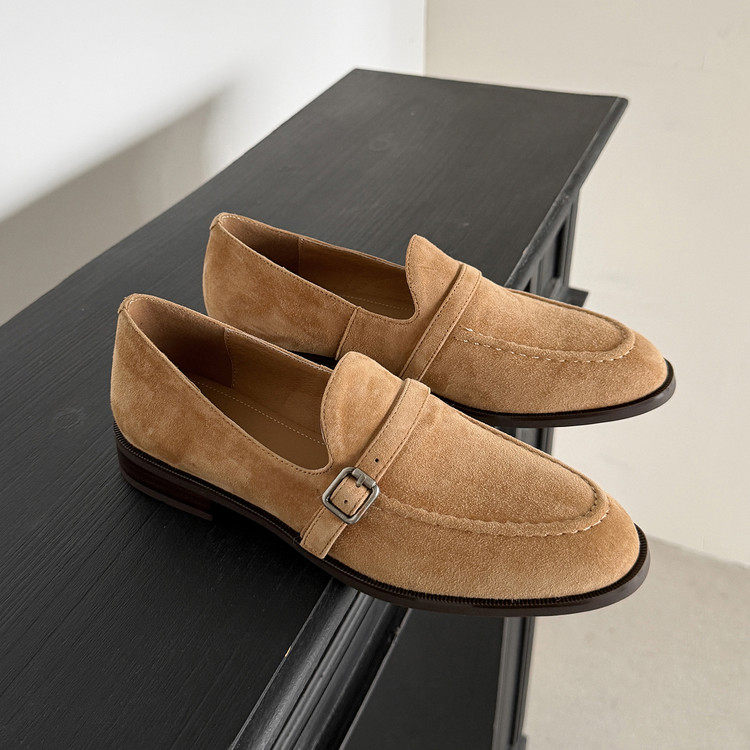 2.5cm复古绒面一脚蹬豆豆鞋女单鞋2026新款一字皮带扣乐福鞋女款,女鞋,乐福鞋（豆豆鞋）,淘宝优惠券,粉丝福利购,淘宝优惠卷