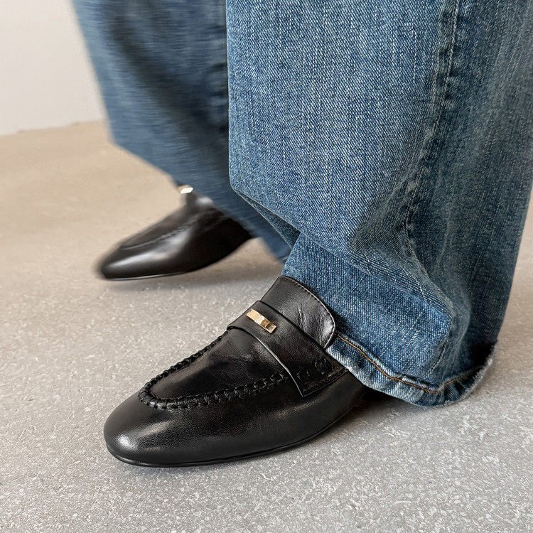 3.3cm英伦风真皮乐福鞋女一脚蹬深口单鞋复古小皮鞋中粗跟通勤鞋,女鞋,深口单鞋,淘宝优惠券,粉丝福利购,淘宝优惠卷