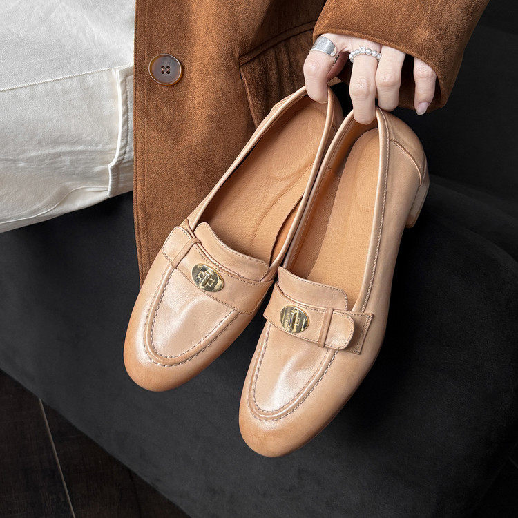 3cm小众设计师款英伦学院风2026新款时尚ins通勤真皮单鞋乐福鞋女,女鞋,深口单鞋,淘宝优惠券,粉丝福利购,淘宝优惠卷