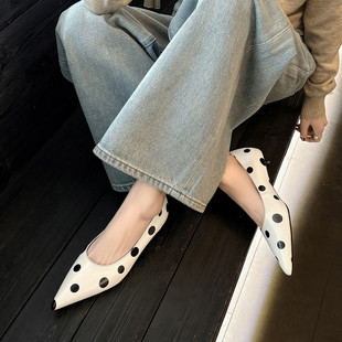 黑色通勤一脚蹬单鞋 2026新款 女 气质真皮尖头猫跟浅口单鞋 2cm法式