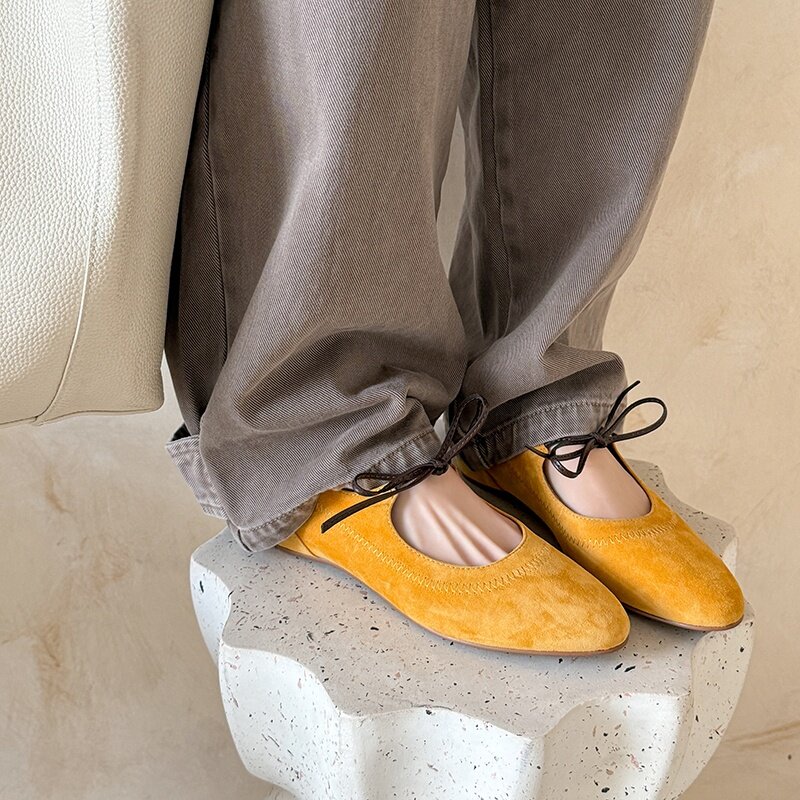 3cm全真皮法式平底内增高系带单鞋子女式学生超软底不累脚巨好看