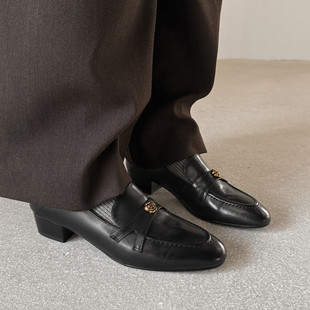 3.3cm小皮鞋英伦风巨好看配裙子法式赫本乐福春单鞋高粗跟山茶花