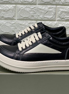 RO休闲鞋小三角低帮男鞋子主线侵权视觉暗黑真皮ro厚底增高街板鞋