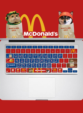 适用MacBook硅胶键盘膜m2pro13保护air苹果15笔记本14电脑汉堡猫