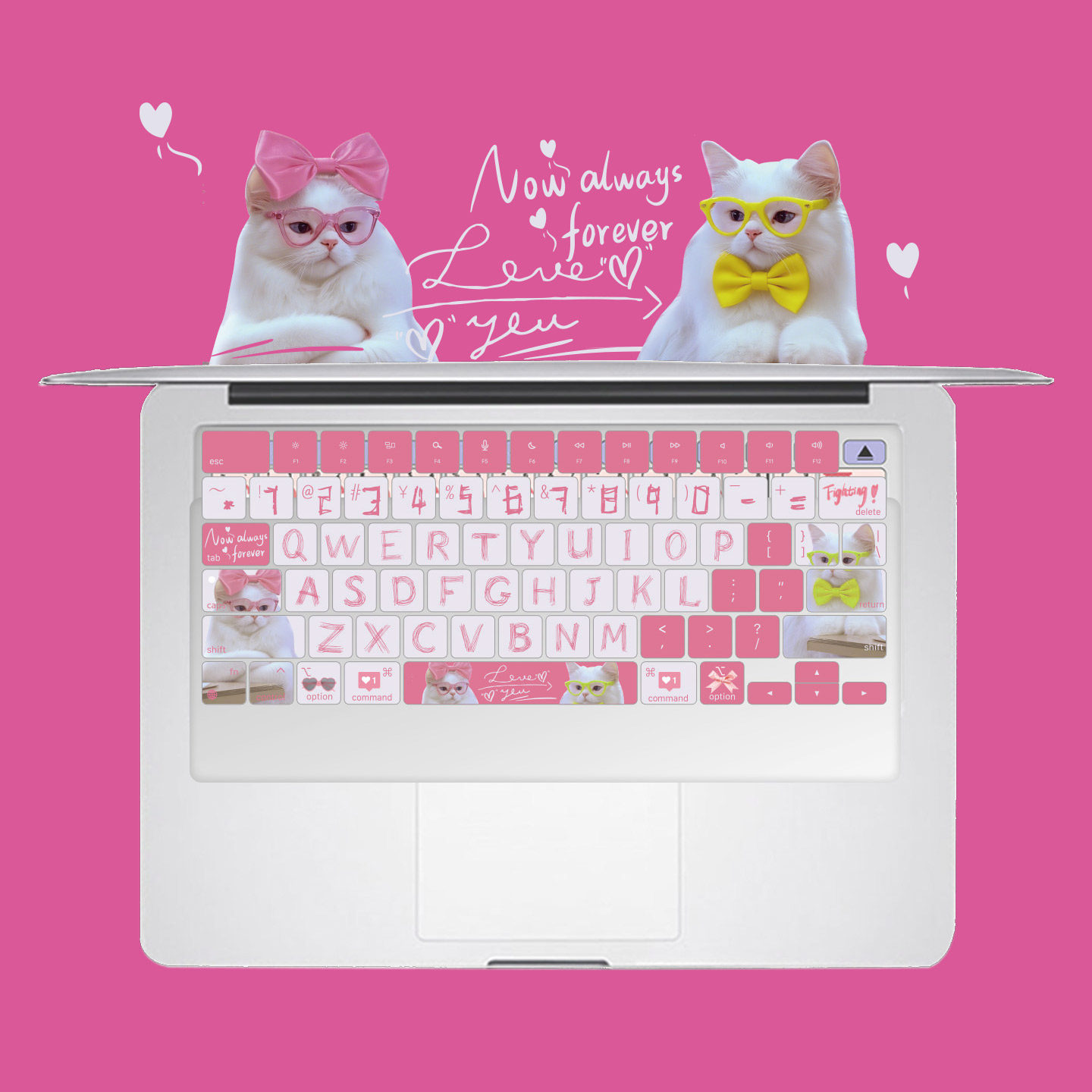 适用MacBook硅胶m3/4键盘膜pro13保护air苹果笔记本14/15情侣猫咪