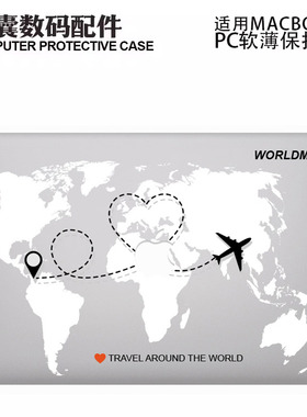 适用新Macbook保护壳m3轻软m1苹果笔记本电脑套23款air薄壳透明m2pro13/14//15防摔2338 工业风3113地图2337
