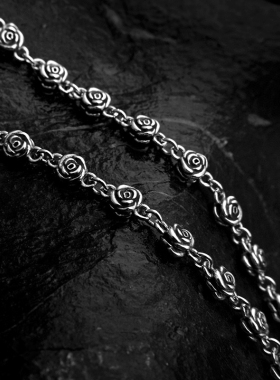 925纯银玫瑰花鱼钩项链