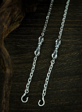 S925纯银复古金刚杵双扣太角链项链男女时尚个性简约百搭毛衣链潮