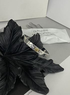 S925纯银复古星星笑脸开口手镯女小众设计高级感时尚百搭个性手饰