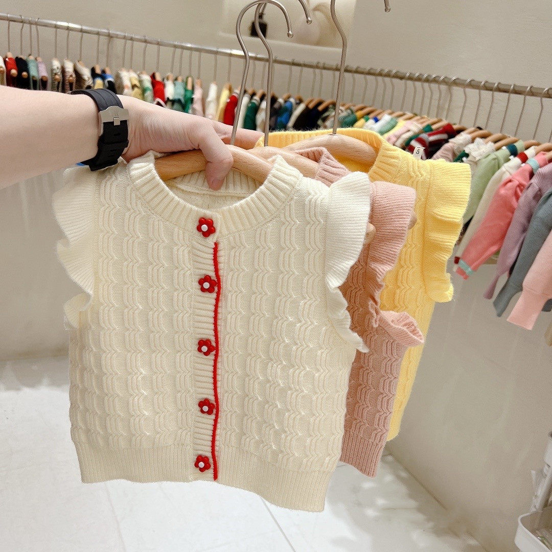 女童毛线马甲女孩甜美坎肩毛衣上衣女宝宝针织开衫儿童线衣背心潮