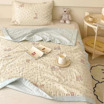 A类儿童夏凉被全棉双层纱可水洗棉花空调被宝宝幼儿园午睡薄被子