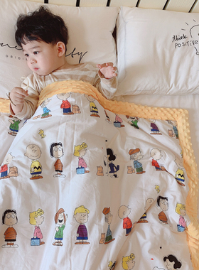 出口韩国儿童豆豆毯春秋被子纯棉夹棉学生单人午睡1.5m空调被盖毯