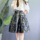 半身裙 气质显瘦遮肉复古百褶裙提花中长款 高腰蓬蓬裙女春秋季 新款
