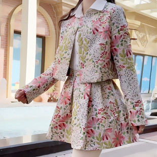 小香风清新时尚 上衣显瘦简约休闲百褶蓬蓬半身裙 套裙春秋流行爆款