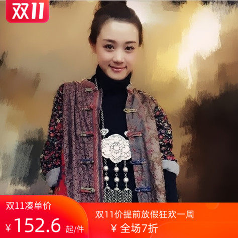 民族风吊坠 藏银苗银手工复古大项链 夸张长命锁大项圈流苏老银锁