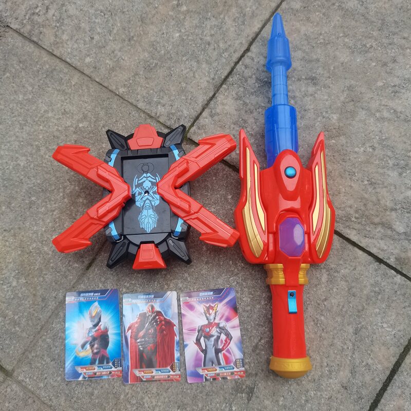 银河奥特曼火花枪变身器闪光黑暗艾克斯卡片联动声光儿童玩具套装