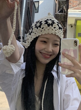 ins手工编织复古少女镂空薄款帽子女春夏季头巾帽可爱针织渔夫帽
