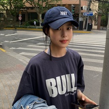 新款复古1987鸭舌帽女春夏百搭弯檐棒球帽情侣帽子防晒遮阳帽男潮