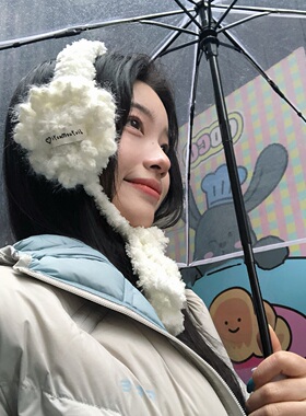 韩系氛围感白色雪花针织耳罩女冬季防寒保暖可爱耳包护耳防冻耳暖