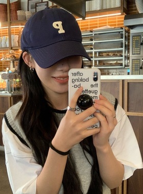 P字母百搭鸭舌帽女大头围显脸小棒球帽韩版帽子潮春夏季遮阳帽男