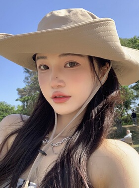 西部牛仔帽女旅游露营渔夫帽大头围夏防晒遮阳帽户外登山帽子男潮