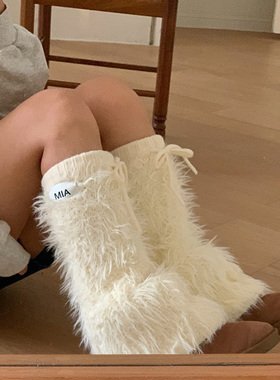 韩国小众y2k辣妹毛绒堆堆袜套小腿袜半腿袜女秋冬显瘦保暖护腿潮