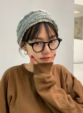 ins网红同款素颜黑框眼镜女潮人显脸小复古平光镜小圆框眼镜架男