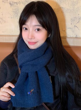 2025含羊毛腊肠狗刺绣小围巾女韩版秋冬新款可爱围脖学生百搭保暖