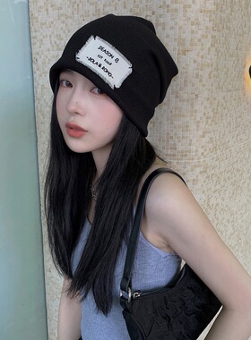 网红薄款素颜显脸小堆堆帽女秋冬大头围包头帽潮头巾帽子保暖月子