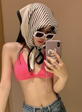 网红复古防晒遮阳小丝巾韩版百搭时尚小方巾头巾女装饰领巾发带潮