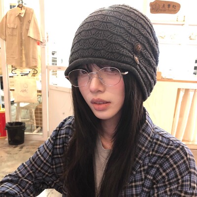 春夏季百搭薄款素颜针织堆堆帽女