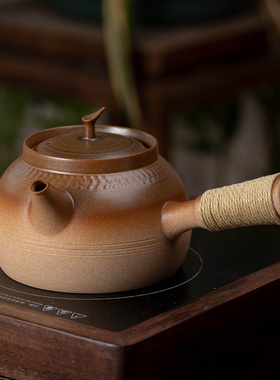 潮州跳刀手工砂铫壶 侧把壶煮茶壶陶壶烧水壶陶瓷茶壶炭炉电陶炉