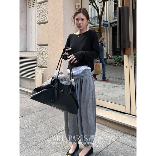 定制y面料】宋祖儿 nana同款宽松垂感薄款堆褶裤九分灯笼裤女26夏