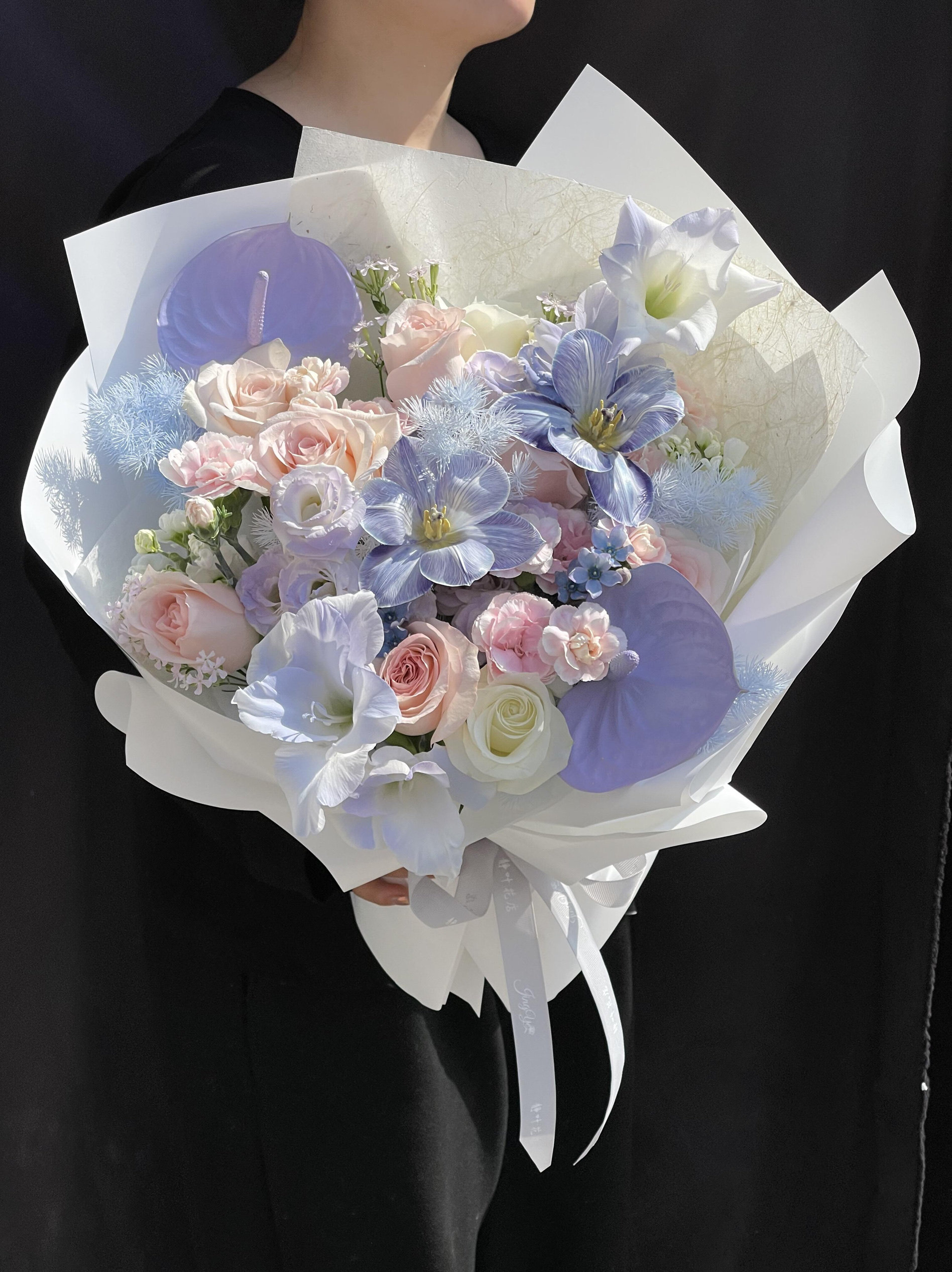 厦门花店高级郁金香粉玫瑰混搭送闺蜜女友妈妈生日花束同城速递