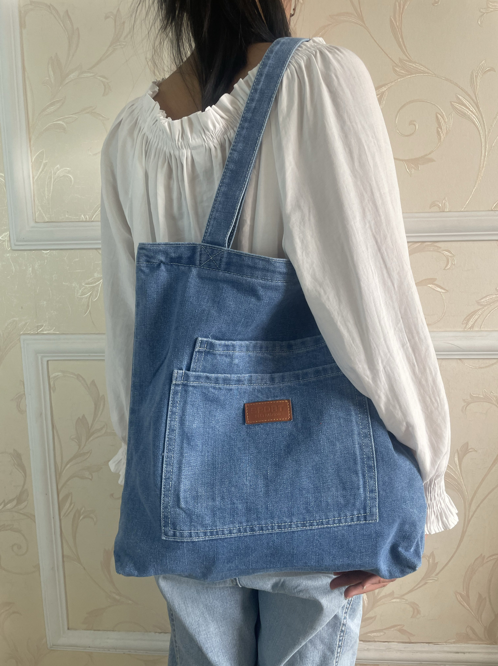 森系牛仔单肩包帆布袋妈妈包学生书包补课袋托特包通勤包复古布袋,箱包皮具/热销女包/男包,通用款女包,淘宝优惠券,粉丝福利购,淘宝优惠卷