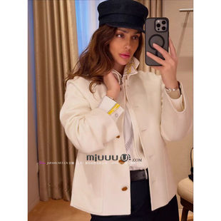 日娜高奢20XXASIA BUYER 1 pla 两侧贴袋双面呢大衣女单排扣外套