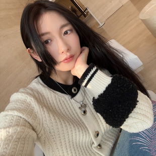 淑女减龄撞色圆领老钱风针织开衫 日娜高奢20XXASIA hja BUYER