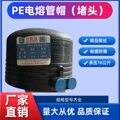 PE电熔管帽堵头接头钢丝网骨架复合管电容堵帽110 160 pe电熔管件