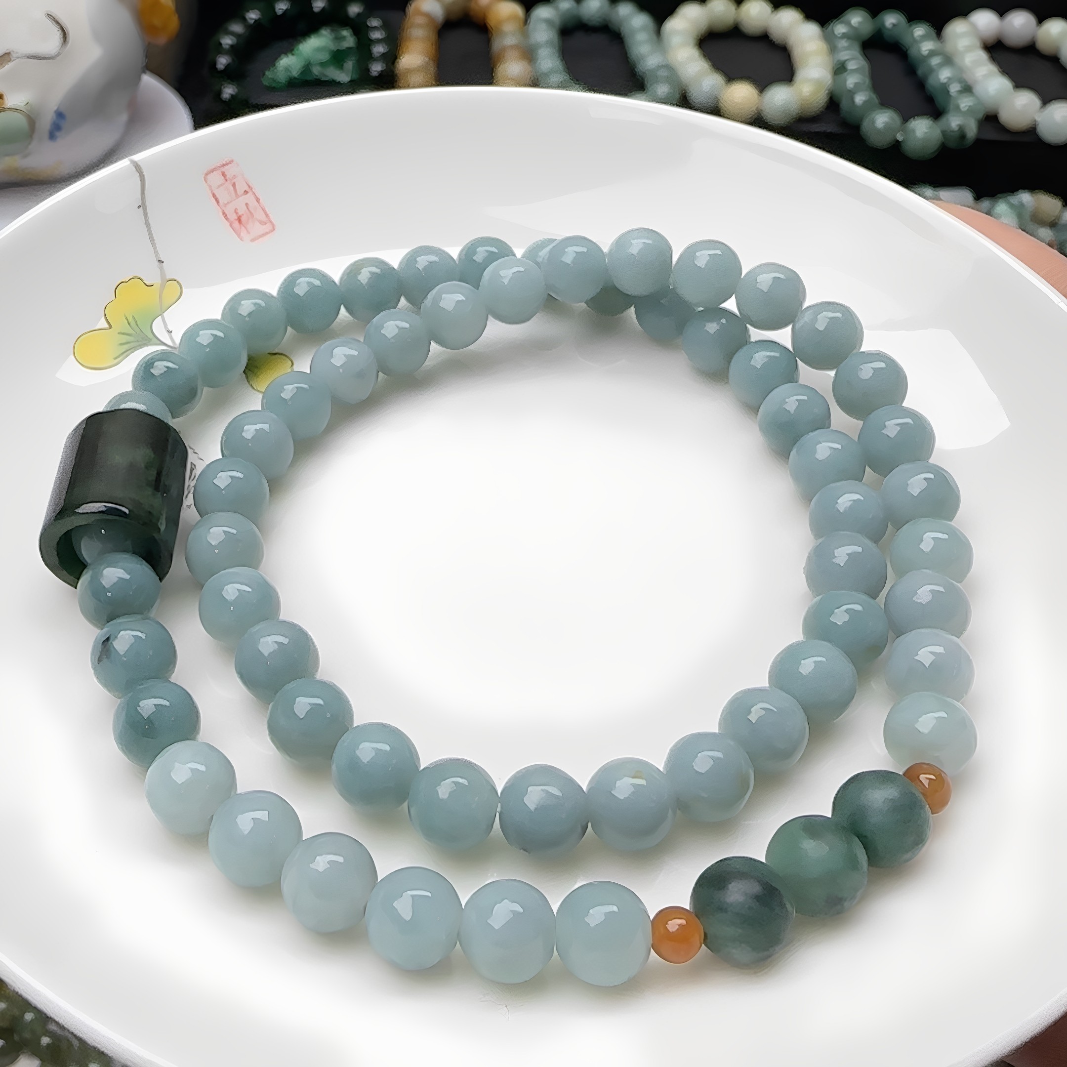 翡翠天空蓝双圈卡7,珠宝/钻石/翡翠,手链/手串,淘宝优惠券,粉丝福利购,淘宝优惠卷