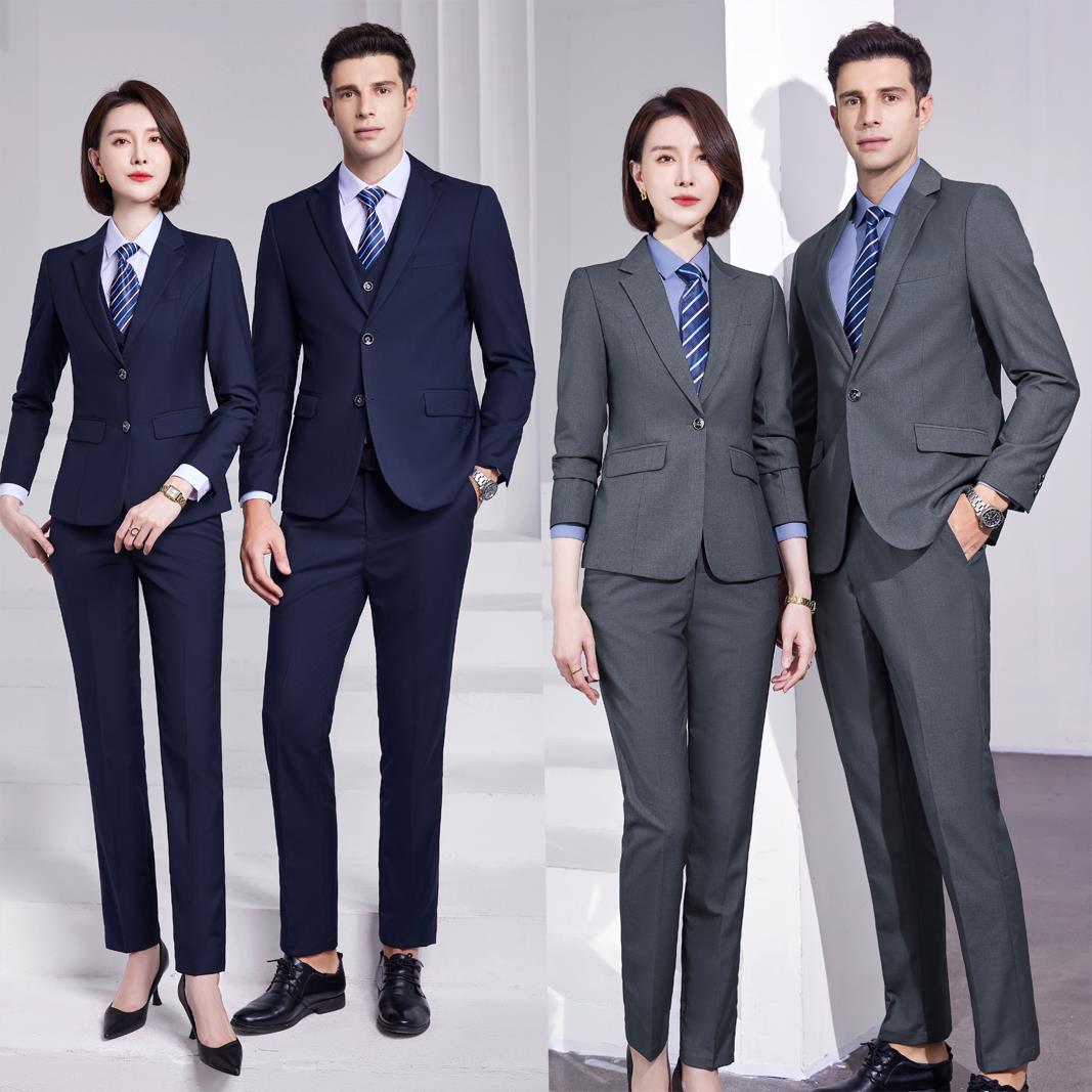 农商银行工作服4S店灰色西服套装酒店职业工装信用社男女上班西装