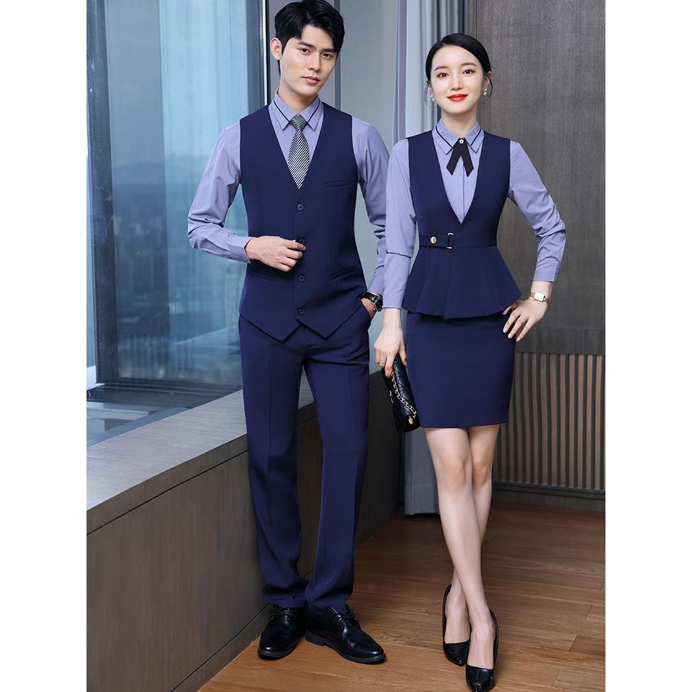 男女职业马甲西装酒店酒吧Ktv西餐厅前台收银服务员工作服绣花