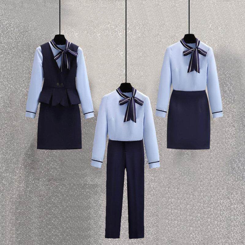 时尚气质空姐制服职业套裙工作服女美容师酒店前台工作装高端套装