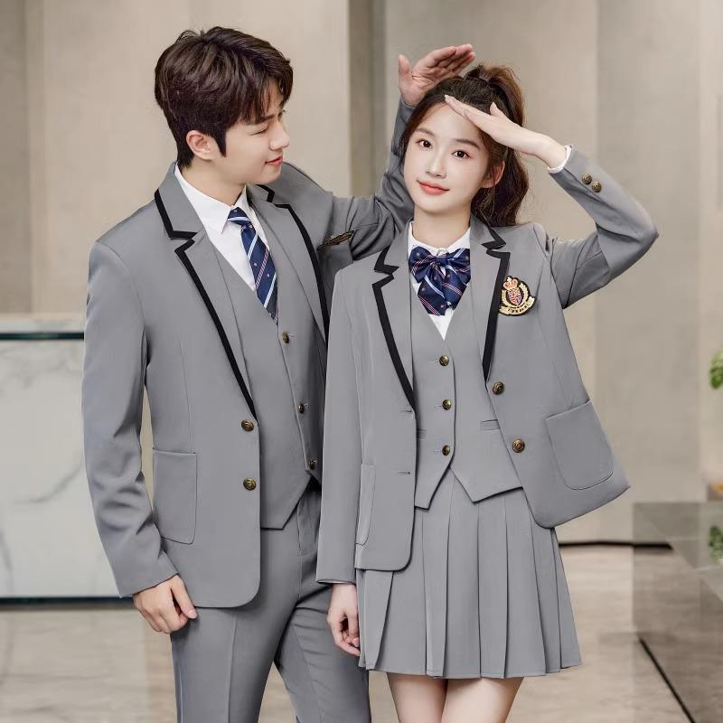 英伦学院风JK制服百褶裙套装西装外套男女学生班服校服幼师工作服