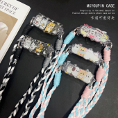 可伸缩手机壳背夹挂绳可拆卸创意可爱动物集合防摔防丢女 背夹